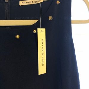 Rhyme & Echo Navy Shift Stud Detail NWT Size S